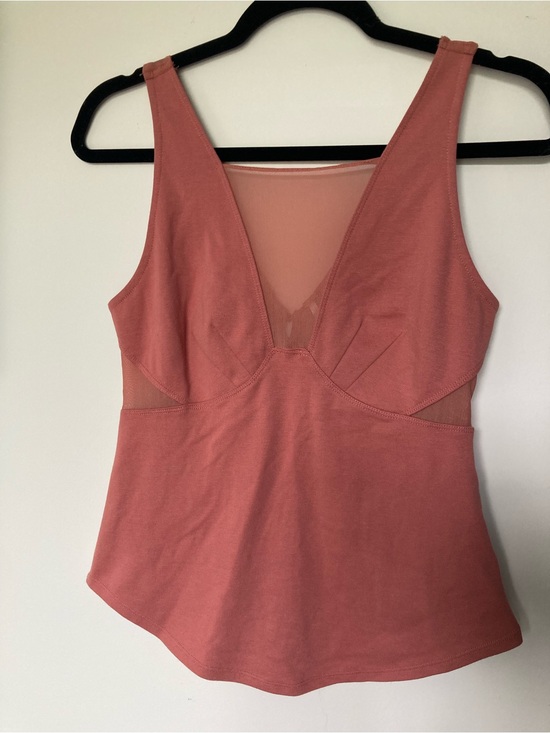 Free People Tops - Free People Dusty Rose Mesh-Inset Tank Top with button detail